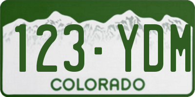 CO license plate 123YDM