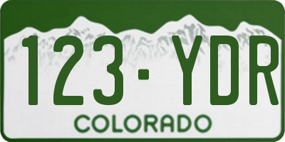 CO license plate 123YDR