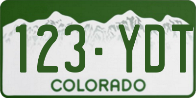 CO license plate 123YDT