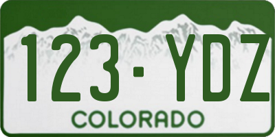CO license plate 123YDZ