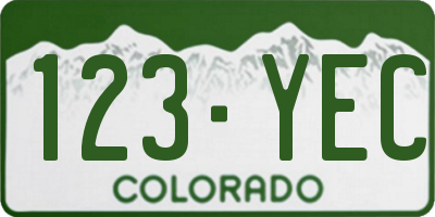 CO license plate 123YEC