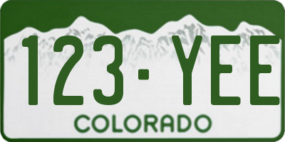 CO license plate 123YEE