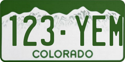 CO license plate 123YEM