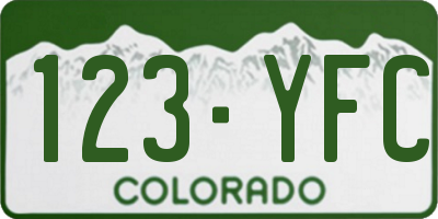 CO license plate 123YFC