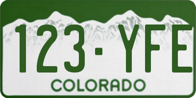 CO license plate 123YFE