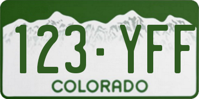 CO license plate 123YFF