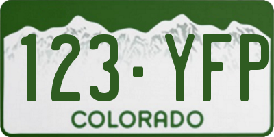 CO license plate 123YFP
