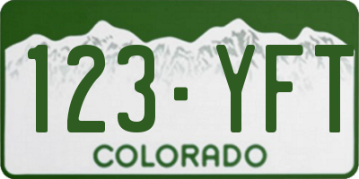 CO license plate 123YFT