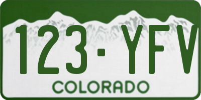 CO license plate 123YFV