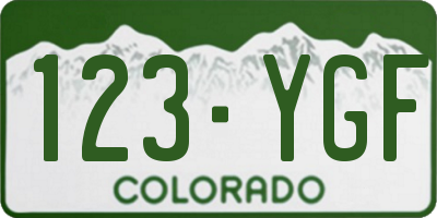 CO license plate 123YGF