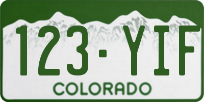 CO license plate 123YIF
