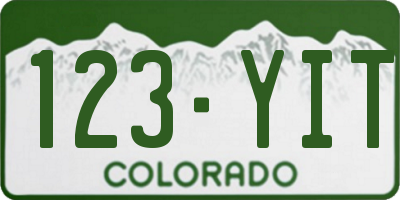 CO license plate 123YIT