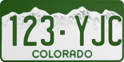 CO license plate 123YJC