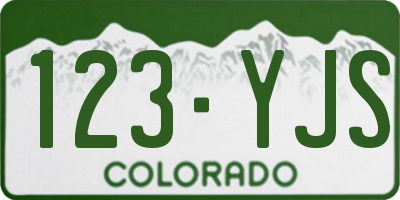 CO license plate 123YJS