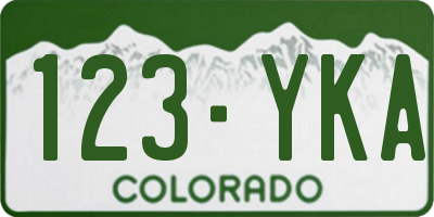 CO license plate 123YKA