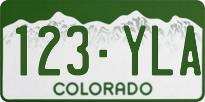 CO license plate 123YLA