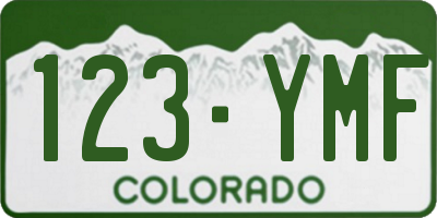 CO license plate 123YMF