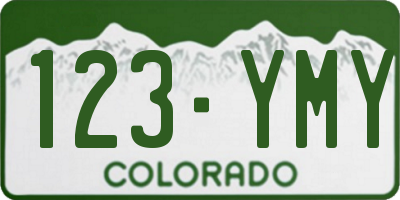 CO license plate 123YMY