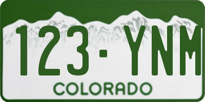 CO license plate 123YNM