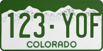 CO license plate 123YOF