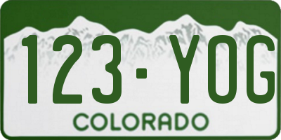 CO license plate 123YOG