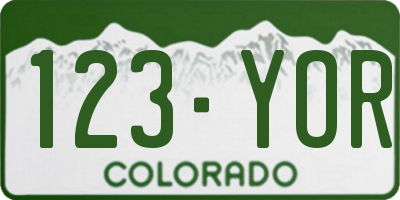 CO license plate 123YOR