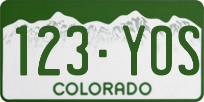 CO license plate 123YOS
