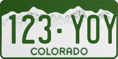 CO license plate 123YOY