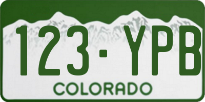 CO license plate 123YPB