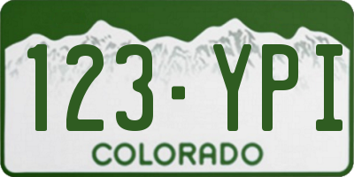 CO license plate 123YPI