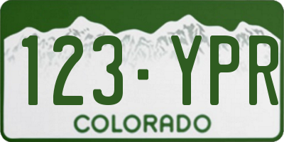 CO license plate 123YPR