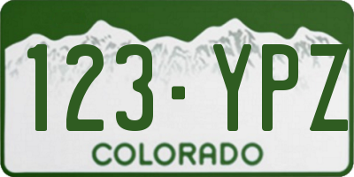 CO license plate 123YPZ