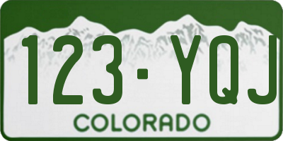 CO license plate 123YQJ