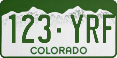 CO license plate 123YRF