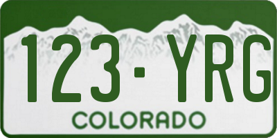 CO license plate 123YRG
