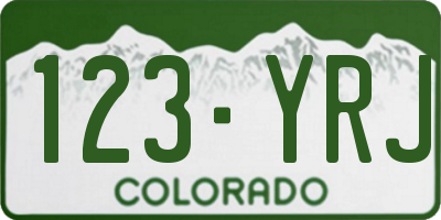 CO license plate 123YRJ