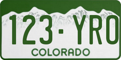 CO license plate 123YRO