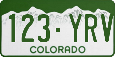 CO license plate 123YRV