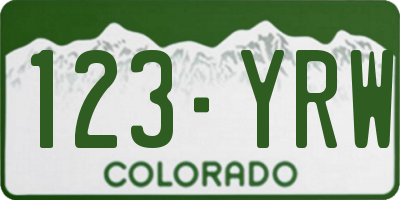 CO license plate 123YRW