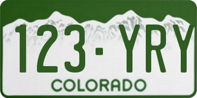 CO license plate 123YRY