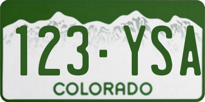 CO license plate 123YSA