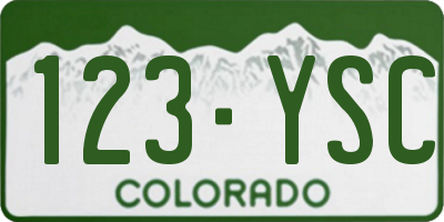 CO license plate 123YSC