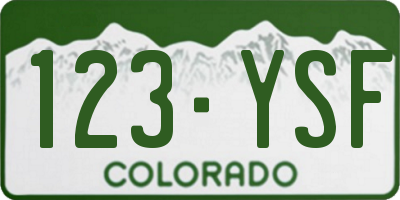 CO license plate 123YSF