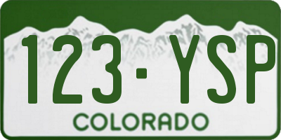 CO license plate 123YSP