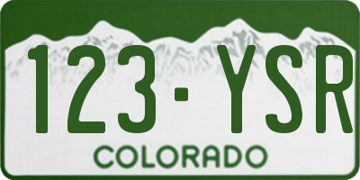 CO license plate 123YSR