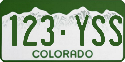 CO license plate 123YSS