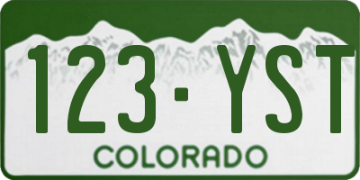 CO license plate 123YST