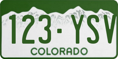 CO license plate 123YSV