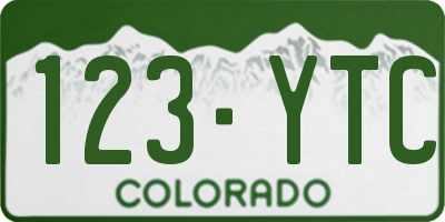 CO license plate 123YTC