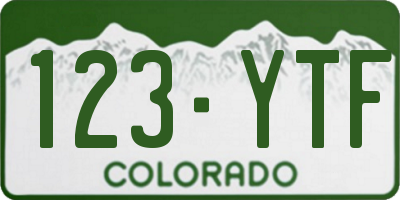 CO license plate 123YTF